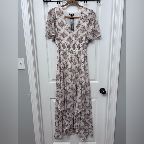 Express Dresses & Skirts - Express Cream and Brown Floral Maxi Dress